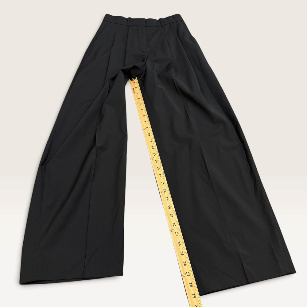 COS Women Black 100% Wool High Waist Wide Leg Pleated Trousers Size 2
